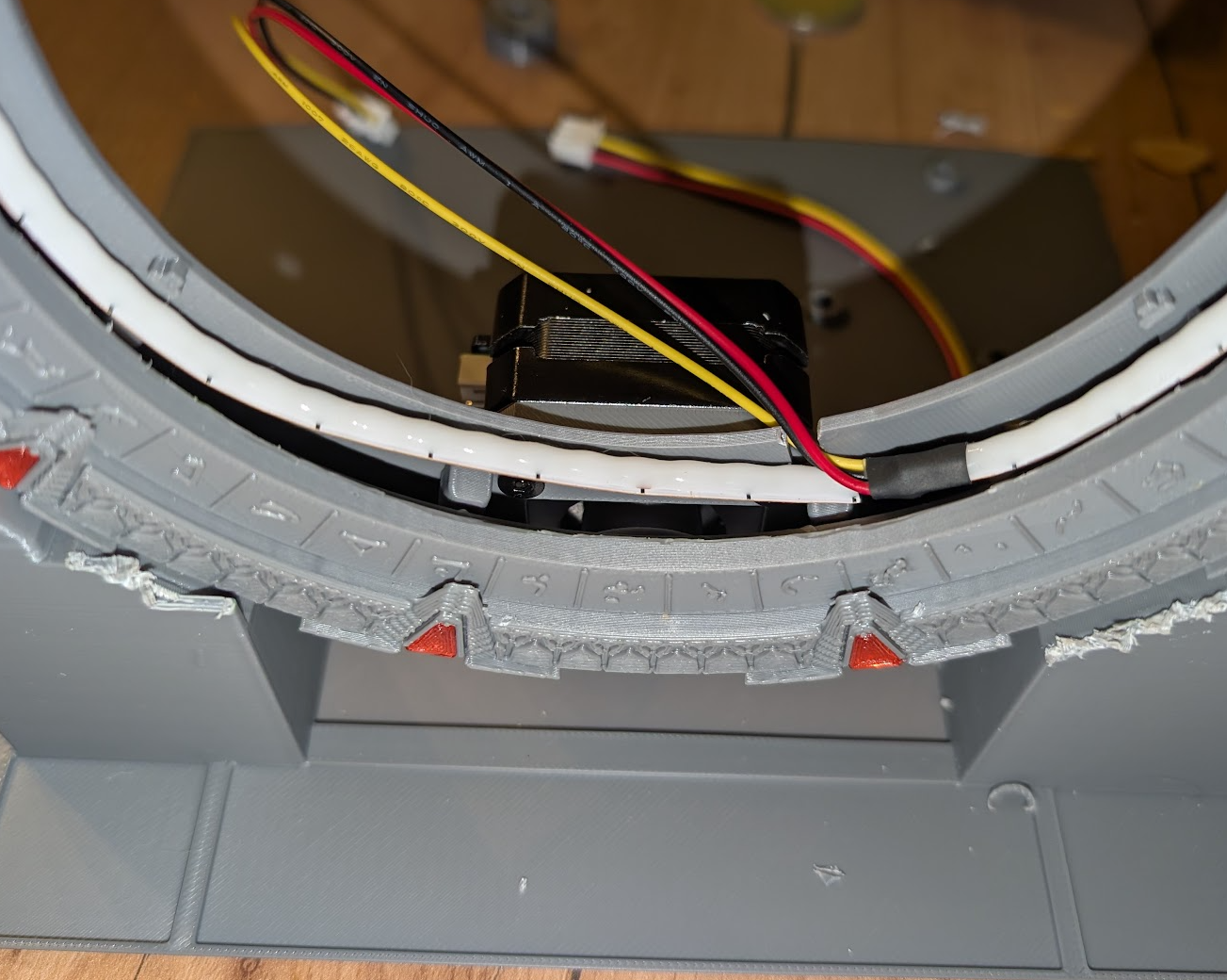 Event horizon LED strip placed between the inner ring notch and the rotating ring tabs